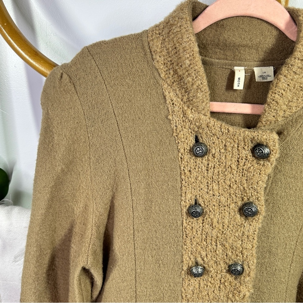 Anthropologie Moth Midtown Brown Wool Coat sz L - Picture 4 of 9